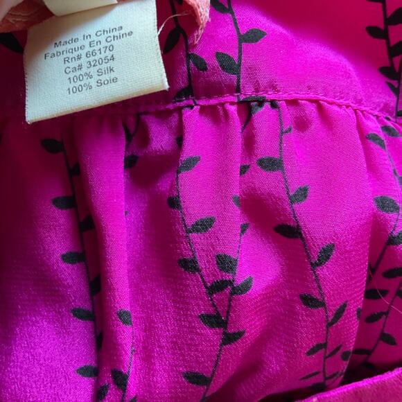 Silk Lux floral tunic square scoop neck pink black Y2k 100% silk top mini dress - Picture 5 of 16